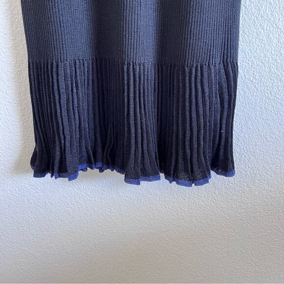 Rag & Bone Yasmine Ribbed Pleated V-Neck Tank Dress w/Blue Trim - Picture 5 of 14
